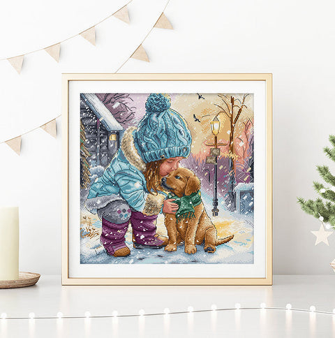 Letistitch Best Friends Cross Stitch Kit, Multicolor Design, 28 × 27 cm, Beginner-Friendly Embroidery Set for Framing and Wall Decor