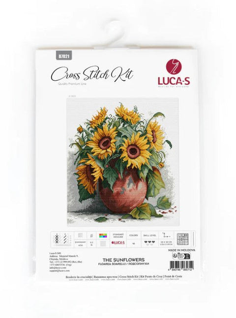 Luca-S Sunflowers Counted Cross Stitch Kit 28x30cm Multicolor Floral Pattern