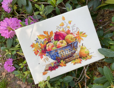 Merejka Counted Cross Stitch Kit September Dew, Autumn Design, 28×33 cm, Cotton Threads, Intermediate Embroidery Kit