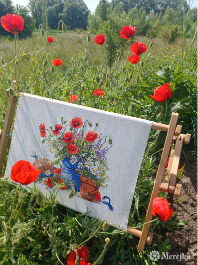 Merejka Cross Stitch Kit, Summer Still Life Design, Multicolor Cotton Threads, 28 x 38 cm Finished Size