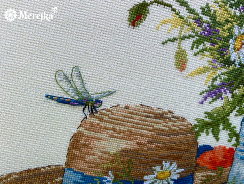 Merejka Cross Stitch Kit, Summer Still Life Design, Multicolor Cotton Threads, 28 x 38 cm Finished Size