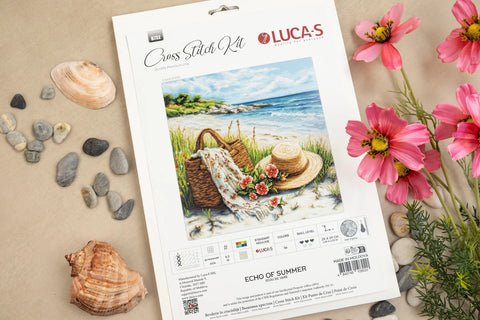 Cross Stitch Kit with Nature Motif, Summer Echo, Luca-S, 29 x 29 cm, Zweigart Aida 16 Count, 56 Cotton Thread Colors