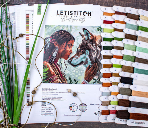 Letistitch Soulbond Cross Stitch Kit, 29x29 cm, Aida Fabric, Cotton Threads, Multicolor Design, Needle and Pattern Included