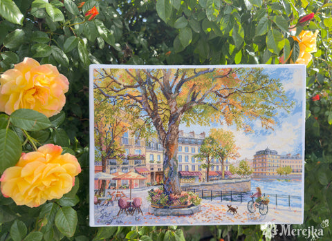 Cross Stitch Kit Chasing Morning Light, Merejka Embroidery Set, 29×39 cm, Fabric, Threads, Needle, Pattern and Instructions