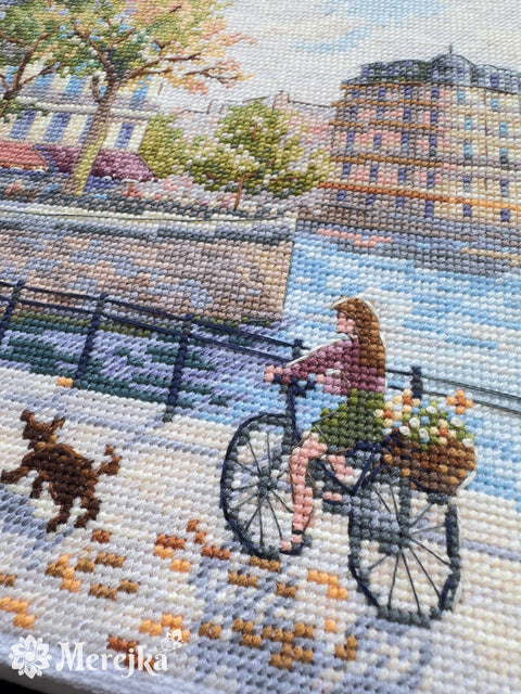 Cross Stitch Kit Chasing Morning Light, Merejka Embroidery Set, 29×39 cm, Fabric, Threads, Needle, Pattern and Instructions