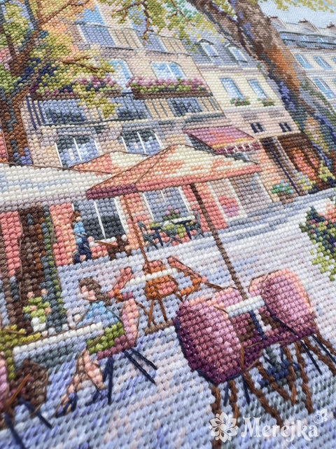 Cross Stitch Kit Chasing Morning Light, Merejka Embroidery Set, 29×39 cm, Fabric, Threads, Needle, Pattern and Instructions