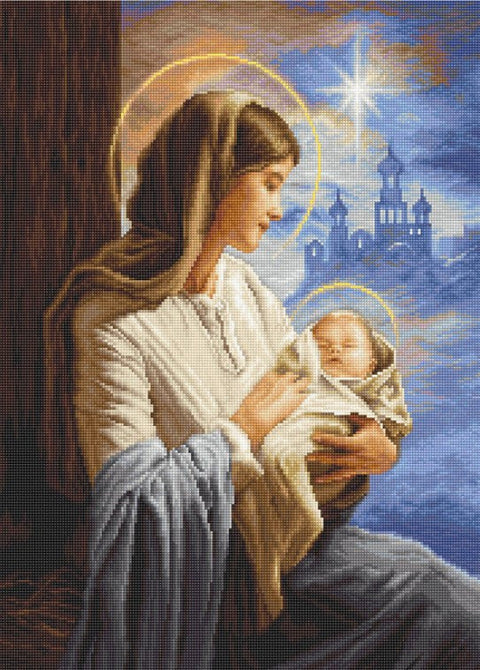 Luca-S Counted Cross Stitch Kit Virgin Mary & Child Religious Design 29x40cm