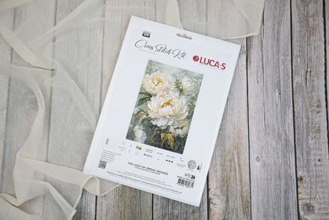 Luca-S Spring Peonies Counted Cross Stitch Kit 29x40cm Floral Wall Decor