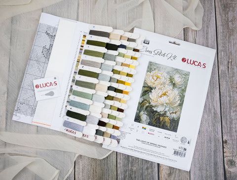 Luca-S Spring Peonies Counted Cross Stitch Kit 29x40cm Floral Wall Decor