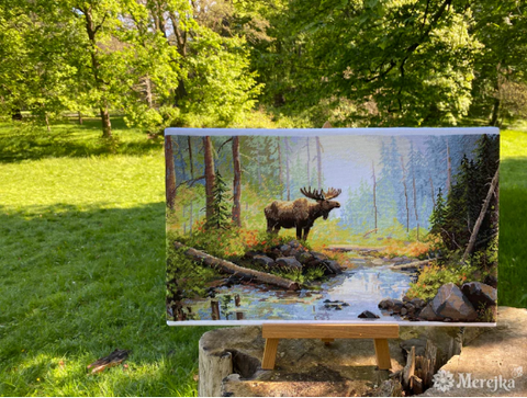 Merejka Woodland Morning Cross Stitch Kit, Forest Embroidery, 29 × 52 cm, Threads, Fabric, Needle, Pattern and Instructions