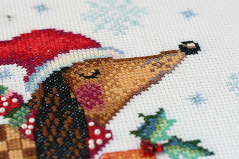 Winter Cross Stitch Kit with Beads, Abris Art Holiday Scene, 30x20 cm, 14 Count Canvas, 29 Thread Colors, Made in Ukraine