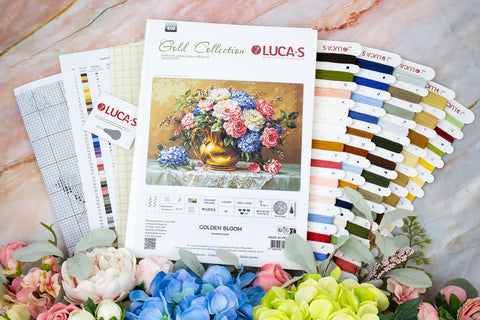 Luca-S Golden Ring Counted Cross Stitch Kit 30x21cm, Zweigart 25ct, 56 Colors