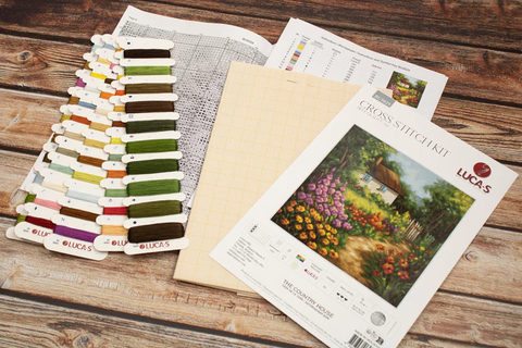 Luca-S Counted Cross Stitch Kit “The Country House” 30x30cm, Needlepoint Set