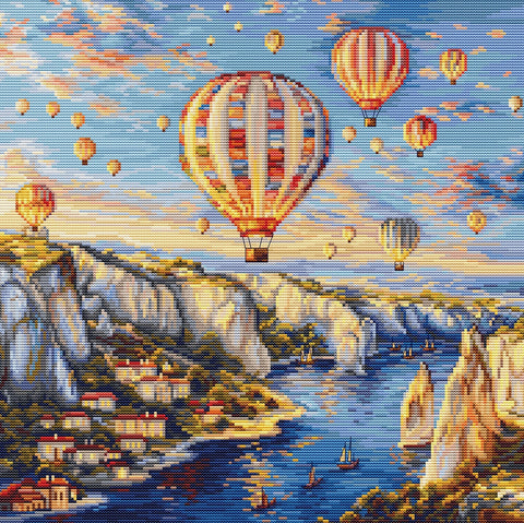 Luca-S Cappadocia Landscape Counted Cross Stitch Kit 30x30cm with Canvas & Threads