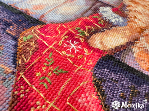 Merejka Christmas Cross Stitch Kit, Santa’s Helper Design, 30 x 39 cm, Fabric, Thread, Needle, Chart & Instructions