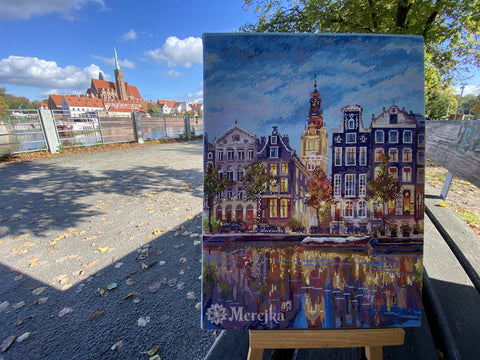 Merejka Amsterdam Counted Cross Stitch Kit, Cityscape, 30 x 39.5 cm, Multicolor, Includes Fabric, Threads, Needle and Chart