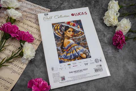 Luca-S Mexican Fiesta Cross Stitch Kit 30x40cm Aida Fabric Cotton Threads Pattern