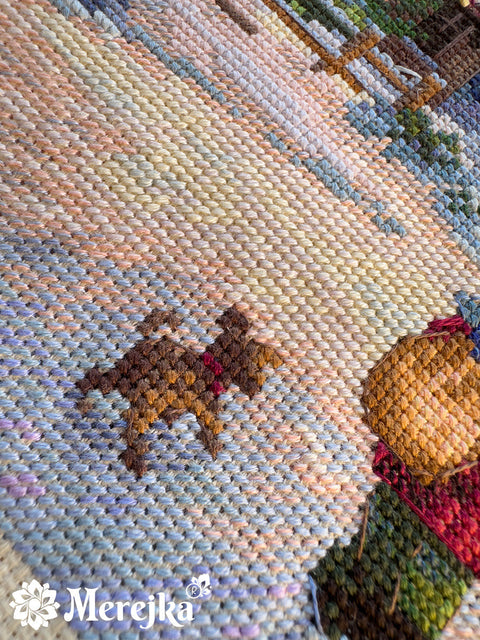 Christmas Cross Stitch Kit Carol of the Bells, 30 x 41 cm, Merejka, 38 DMC Colors, Zweigart Aida 16, Fantastitch Pattern