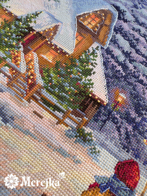 Christmas Cross Stitch Kit Carol of the Bells, 30 x 41 cm, Merejka, 38 DMC Colors, Zweigart Aida 16, Fantastitch Pattern