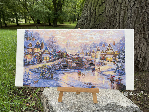 Christmas Cross Stitch Kit Spirit of Christmas Design, Merejka Holiday Embroidery Pattern for Beginners and Advanced Crafters