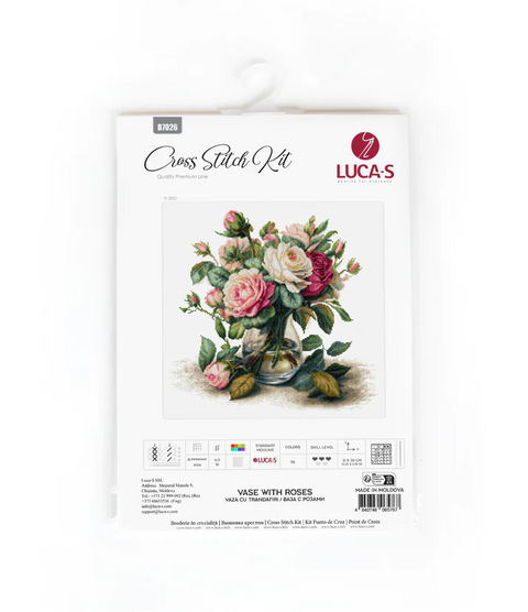 Luca-S Counted Cross Stitch Kit Rose Vase Design 31x30 cm