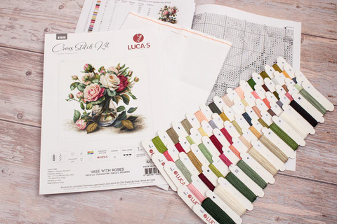 Luca-S Counted Cross Stitch Kit Rose Vase Design 31x30 cm
