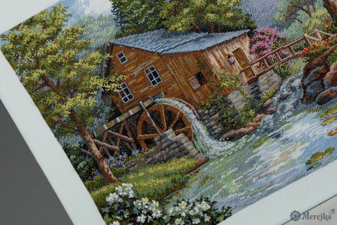 Cross Stitch Kit Summer Song, Merejka, 16 Count Ice Blue Aida, DMC Threads, 31×40 cm, 40 Colors, Needle and Instructions