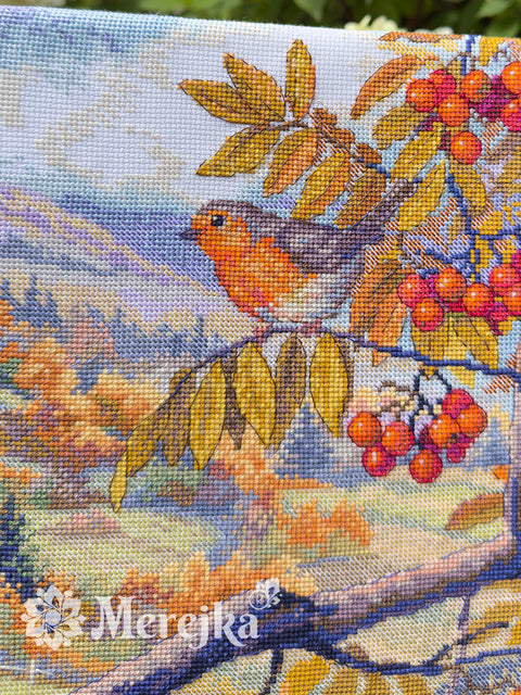 Cross Stitch Kit Golden Hills Landscape, Merejka Embroidery Kit, 31 x 40 cm, Detailed Needlework Hobby Project