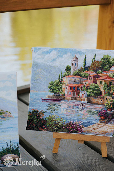 Coastal Gardens Cross Stitch Kit, DMC Threads, Zweigart Aida 16 ct, 31 x 40 cm, Digital Pattern, Merejka