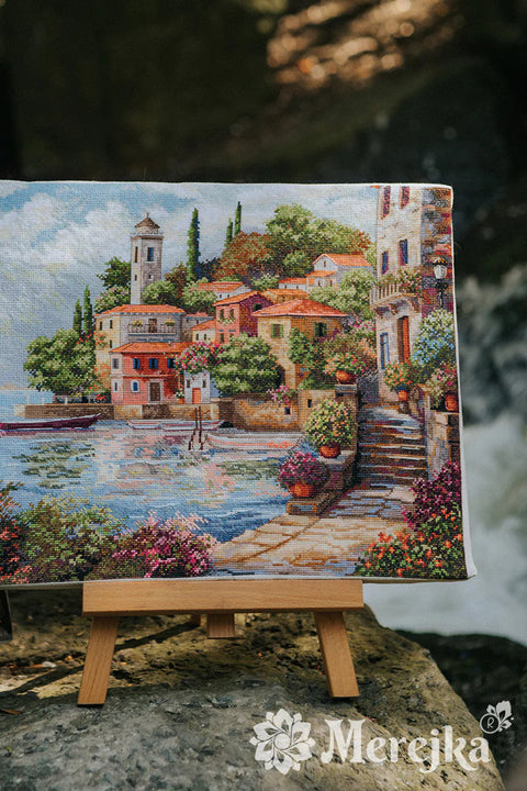 Coastal Gardens Cross Stitch Kit, DMC Threads, Zweigart Aida 16 ct, 31 x 40 cm, Digital Pattern, Merejka