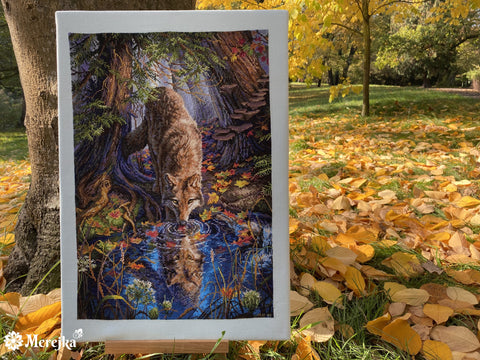 Merejka Wild Spirit Cross Stitch Kit, Complete Embroidery Set, 32.5 × 48 cm, Fabric, Cotton Threads, Needle and Pattern