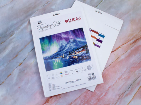 Luca-S Aurora Borealis Counted Cross Stitch Kit 25x15cm with Aida Cloth & Threads