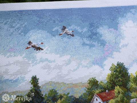 Cross Stitch Embroidery Kit The Way Home Landscape, Merejka, 32 x 37.5 cm, Multicolor DIY Home Decor Project