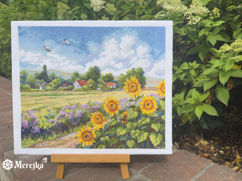 Cross Stitch Embroidery Kit The Way Home Landscape, Merejka, 32 x 37.5 cm, Multicolor DIY Home Decor Project