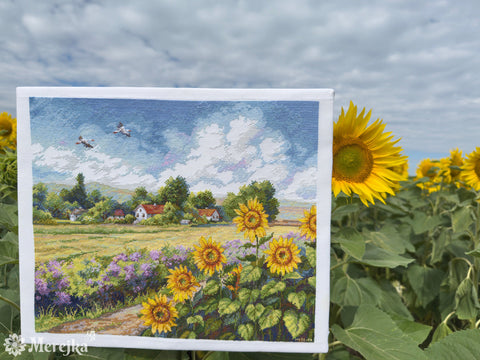 Cross Stitch Embroidery Kit The Way Home Landscape, Merejka, 32 x 37.5 cm, Multicolor DIY Home Decor Project