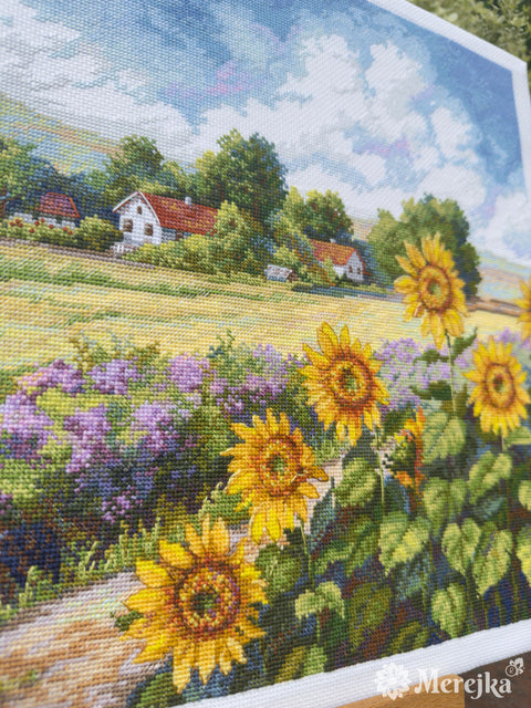 Cross Stitch Embroidery Kit The Way Home Landscape, Merejka, 32 x 37.5 cm, Multicolor DIY Home Decor Project