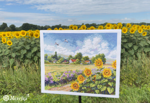 Cross Stitch Embroidery Kit The Way Home Landscape, Merejka, 32 x 37.5 cm, Multicolor DIY Home Decor Project