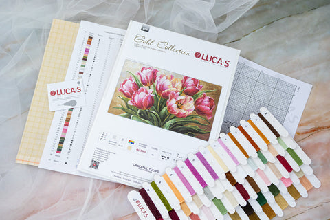 Luca-S Graceful Tulips Cross Stitch Kit 35x20cm Aida Fabric Thread Needle Chart
