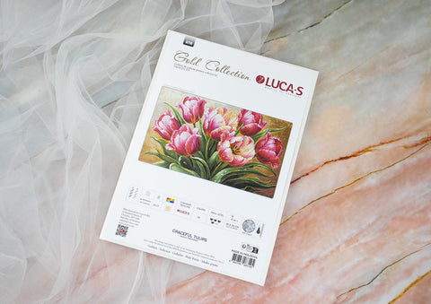 Luca-S Graceful Tulips Cross Stitch Kit 35x20cm Aida Fabric Thread Needle Chart