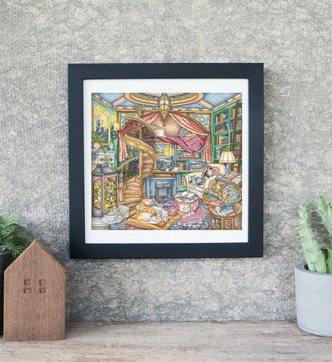LetiStitch Home Library Cross Stitch Kit, 35 x 32 cm, Zweigart Aida 16ct, Anchor Cotton Threads, Intermediate 3-Star Skill Level