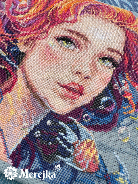 Merejka Water Cross Stitch Kit, 36.5 x 20 cm, Themed Embroidery Design for Home Decor