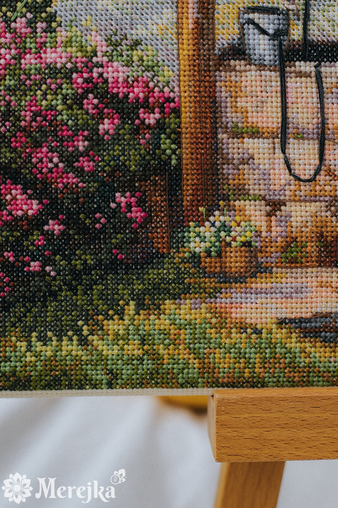 Cross Stitch Kit Under the Lemon Tree Nature Design, Merejka, 39.5 x 30 cm, DMC Threads, Zweigart Aida 16 Canvas