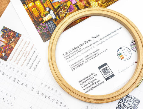 Paris After Rain Cross Stitch Kit, 42 x 30 cm, Letistitch, Zweigart Aida 16 ct, 100% Cotton, 64 Colors