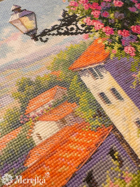 Summer Landscape Cross Stitch Kit with DMC Threads, Merejka Pattern, Zweigart Aida 16 Fabric, 43.5 x 25 cm, Nature Scene