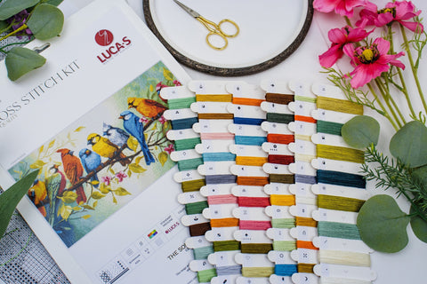 Luca-S Bird Song Cross Stitch Kit 43x22cm Panoramic Birds & Branches Pattern