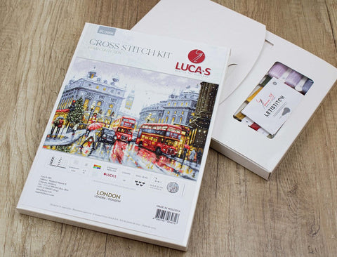 Luca-S London Cross Stitch Kit, Counted Aida Fabric, Threads, Needle Pattern