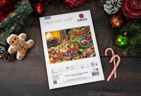 Luca-S Christmas Cross Stitch Kit Santa’s Little Troublemaker 44x32cm, Medium