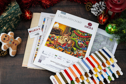 Luca-S Christmas Cross Stitch Kit Santa’s Little Troublemaker 44x32cm, Medium