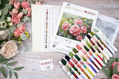 Luca-S Rose Garden Counted Cross Stitch Kit 44x35cm, Fabric Threads Needle Chart