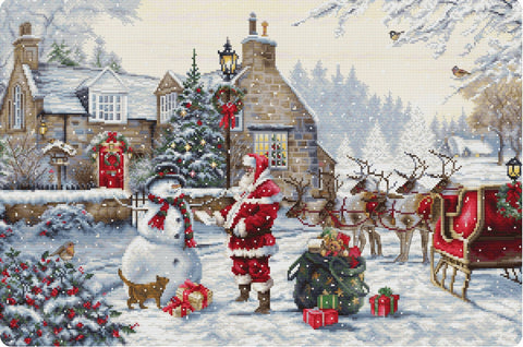 Luca-S Christmas Santa House Decoration for Home Office Shelf Mantel Tabletop
